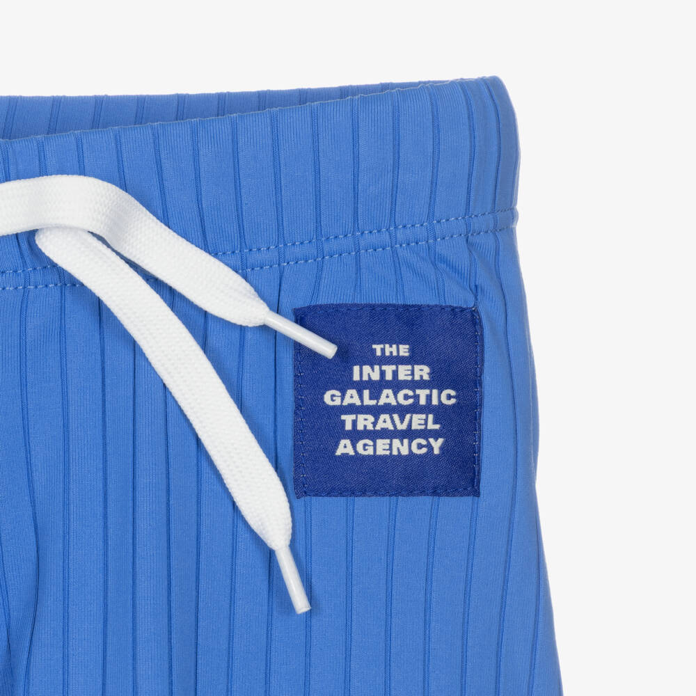 Mini Rodini-Boys Blue Ribbed Swim Shorts (UPF 40+) | Childrensalon