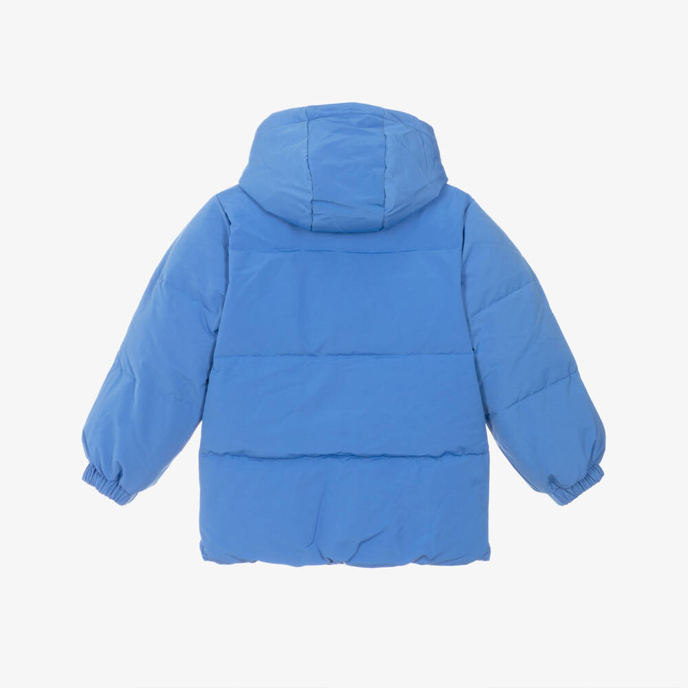 Mini Rodini-Boys Blue Water-Repellent Hooded Puffer Coat | Childrensalon