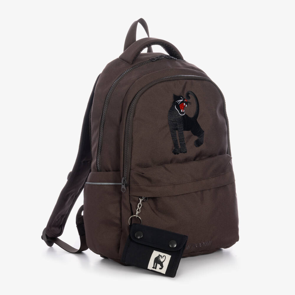 Mini Rodini-Boys Brown Panther Backpack with Wallet (38cm) | Childrensalon