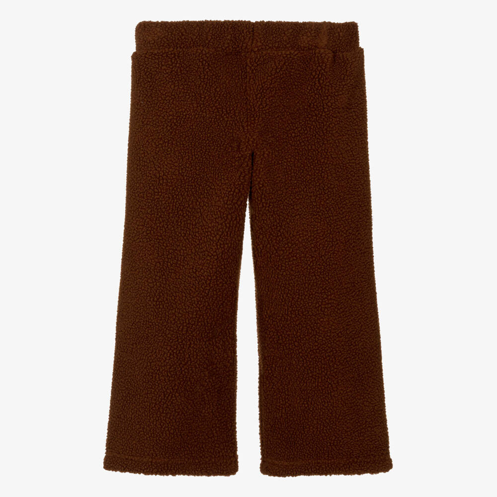 Mini Rodini-Boys Brown Sherpa Fleece Bear Trousers | Childrensalon