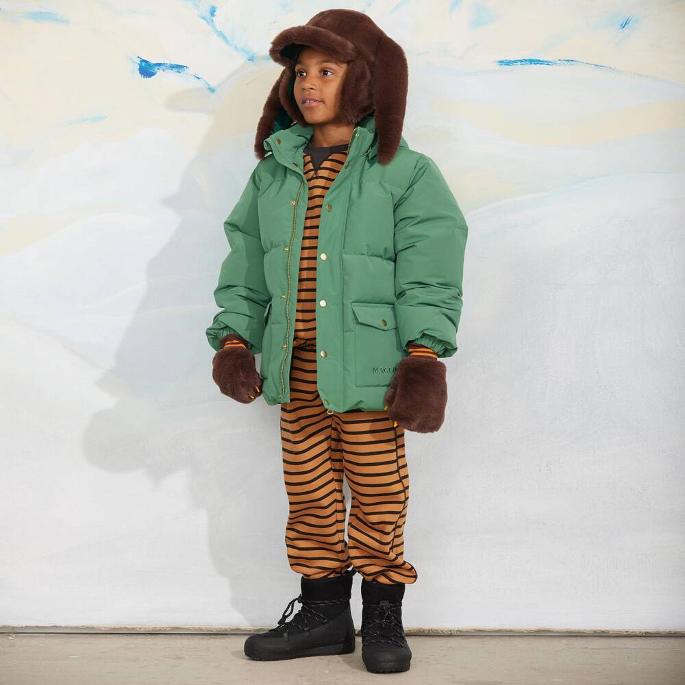 Mini Rodini-Boys Brown Striped Joggers in Organic Cotton | Childrensalon