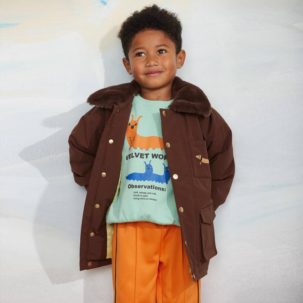 Mini Rodini-Boys Brown Waterproof Padded Parka | Childrensalon