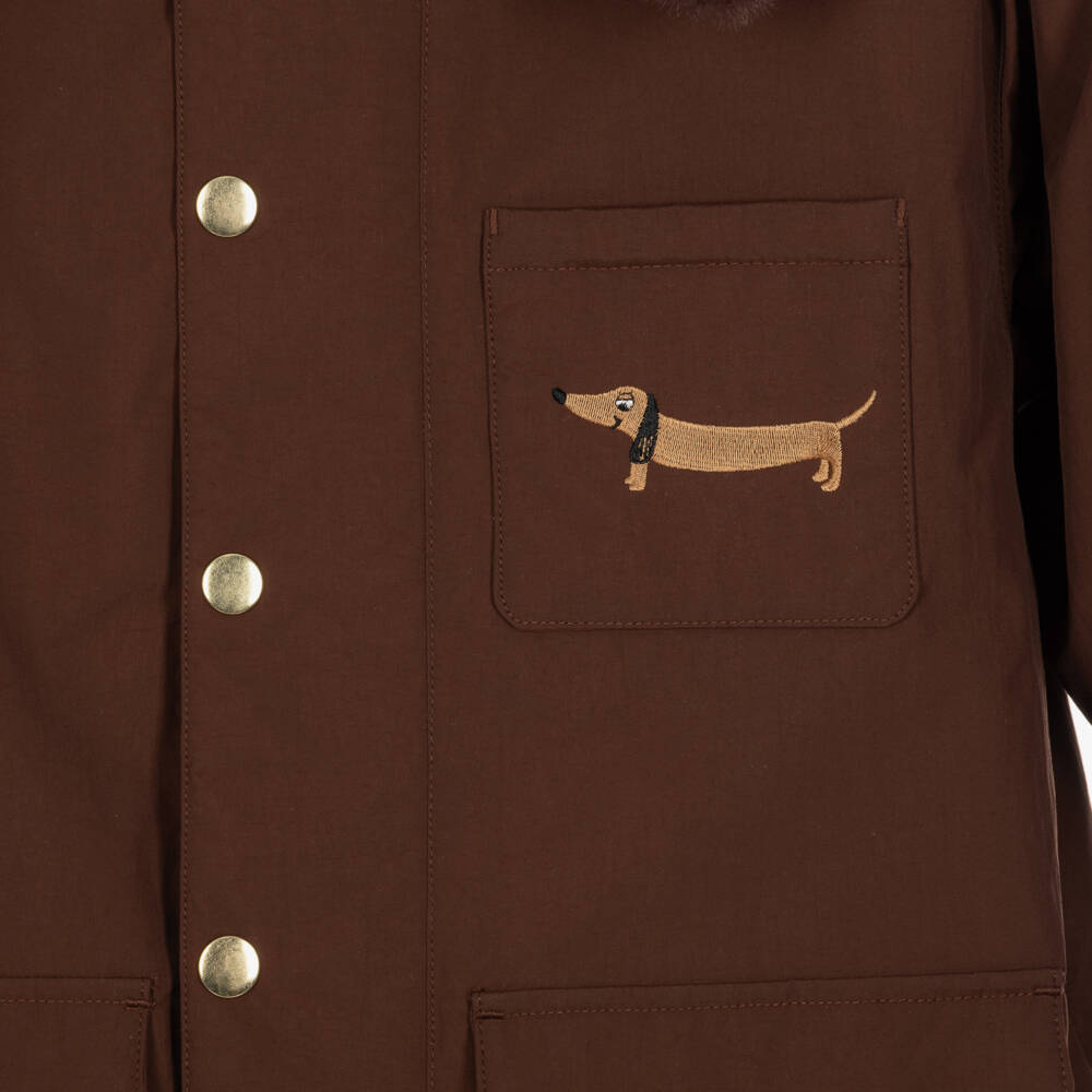 Mini Rodini-Boys Brown Waterproof Padded Parka | Childrensalon