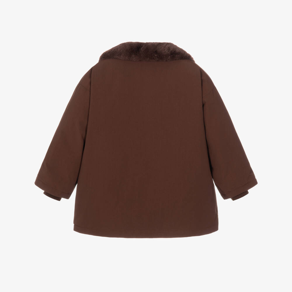 Mini Rodini-Boys Brown Waterproof Padded Parka | Childrensalon