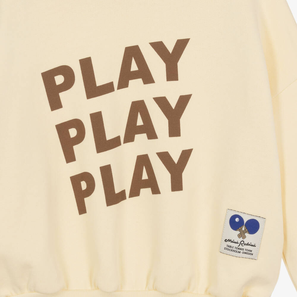 Mini Rodini-Boys Cream Cotton Play Slogan Sweatshirt | Childrensalon