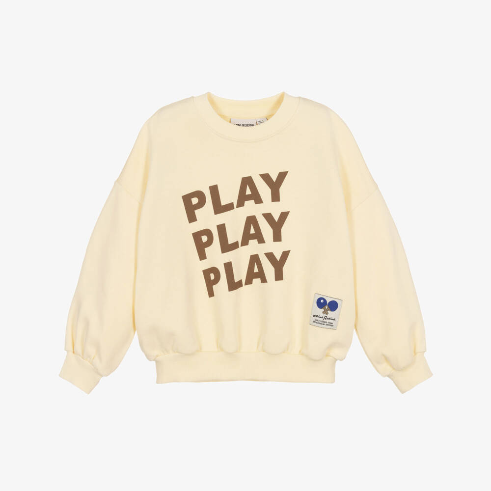 Mini Rodini-Boys Cream Cotton Play Slogan Sweatshirt | Childrensalon