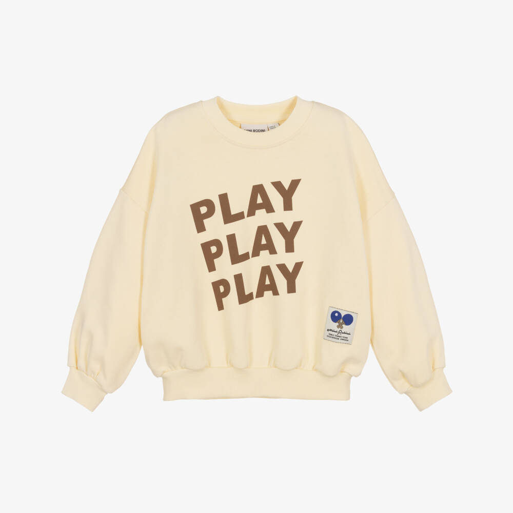 Mini Rodini-Boys Cream Cotton Play Slogan Sweatshirt | Childrensalon