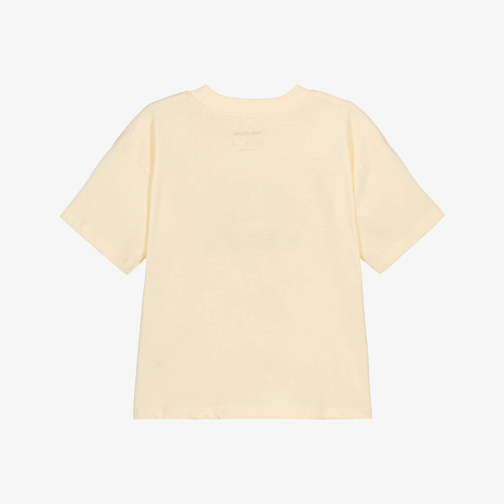 Mini Rodini-Boys Cream Cotton Play Slogan T-Shirt | Childrensalon