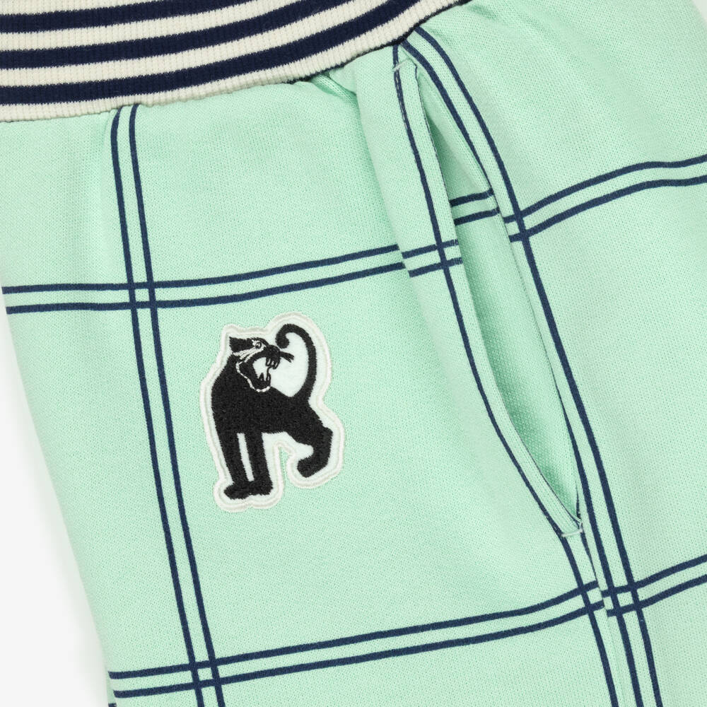 Mini Rodini-Boys Green Check Organic Cotton Shorts | Childrensalon