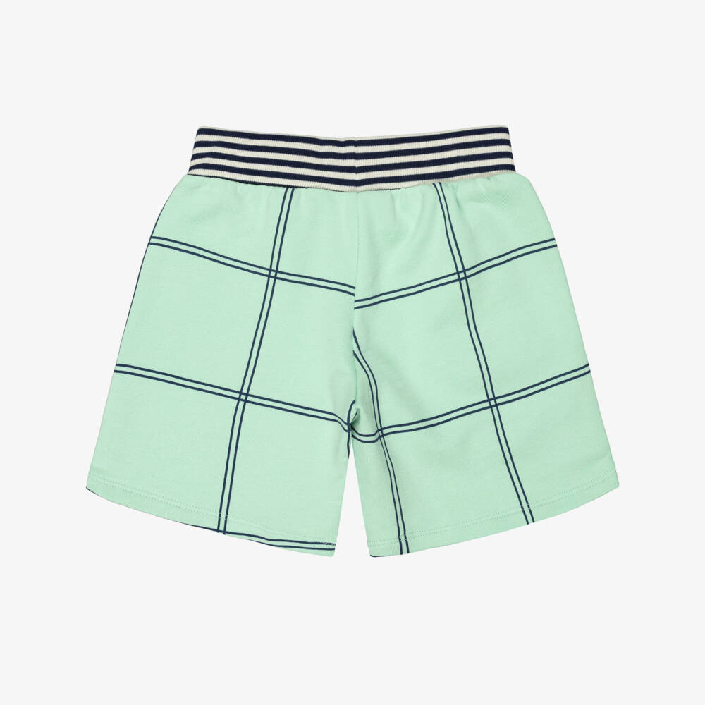 Mini Rodini-Boys Green Check Organic Cotton Shorts | Childrensalon