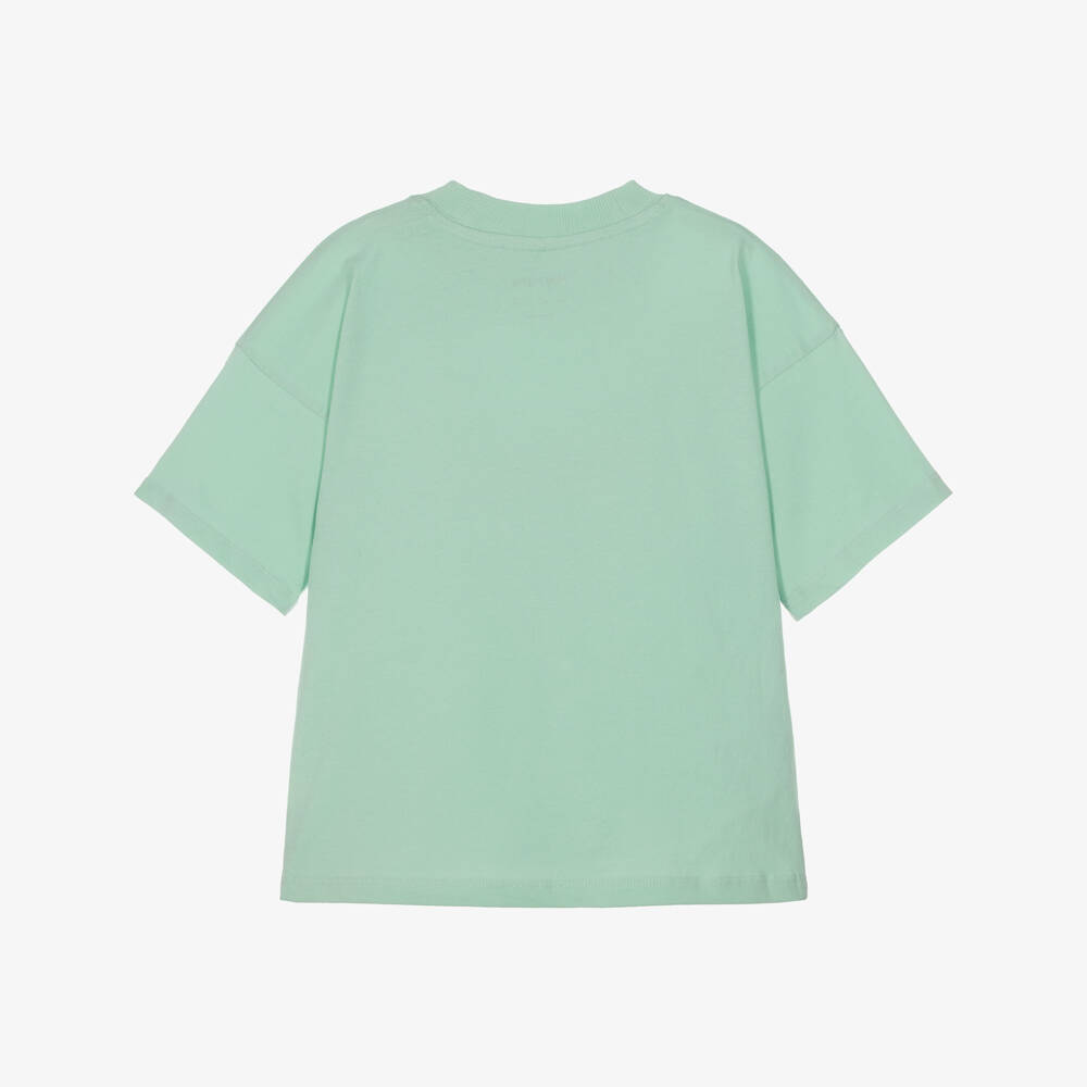Mini Rodini-Boys Green Cotton T-Shirt with Worm Graphic | Childrensalon