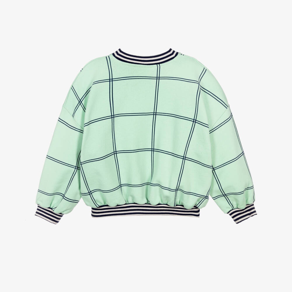 Mini Rodini-Boys Green Organic Cotton Sweatshirt with V-Neck | Childrensalon