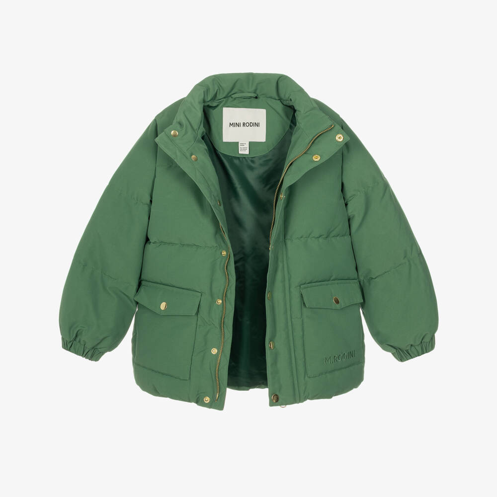 Mini Rodini-Boys Green Waterproof Puffer Coat | Childrensalon