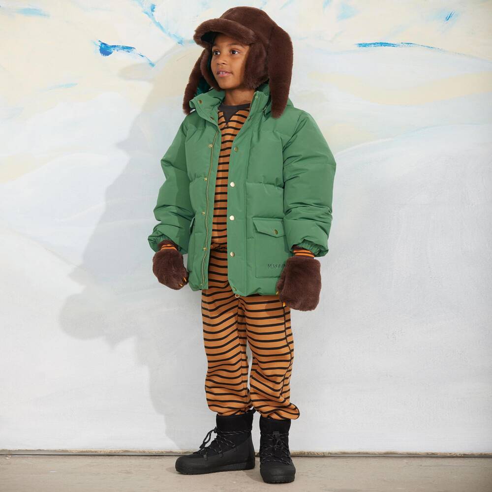 Mini Rodini-Boys Green Waterproof Puffer Coat | Childrensalon