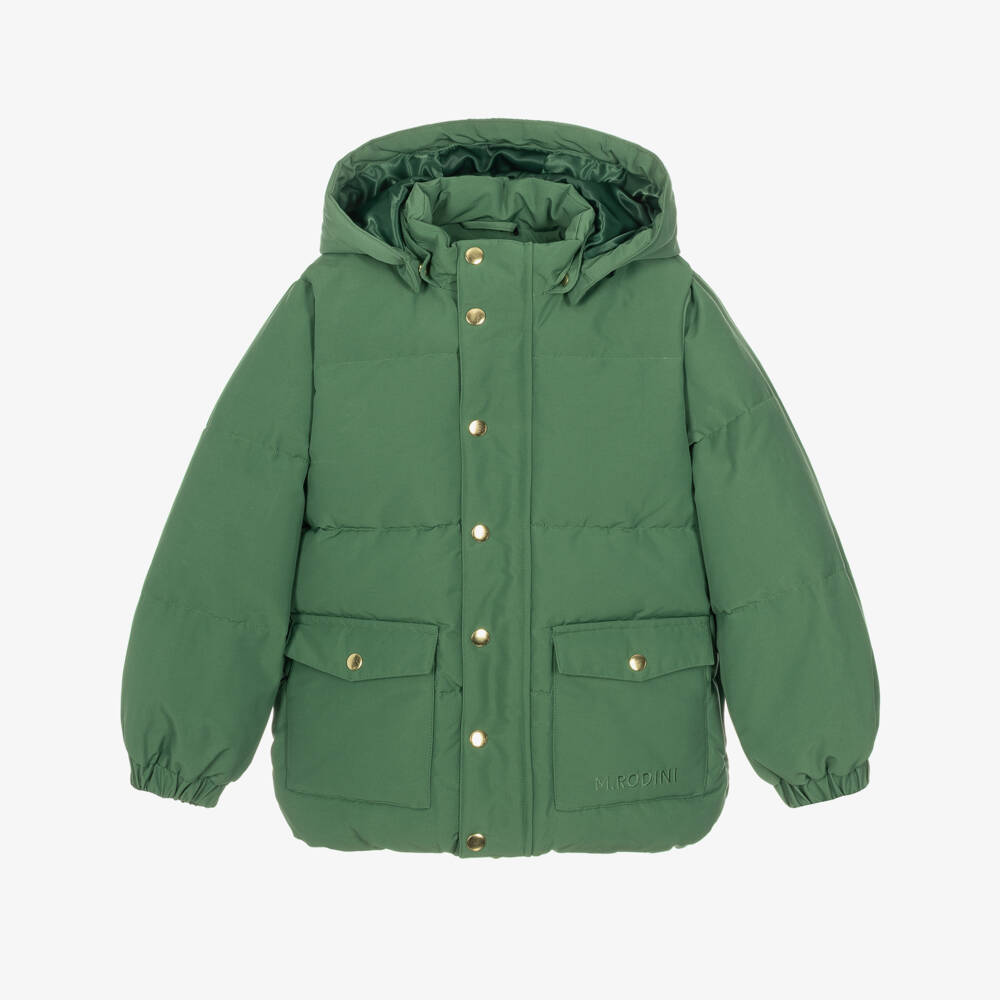 Mini Rodini-Boys Green Waterproof Puffer Coat | Childrensalon