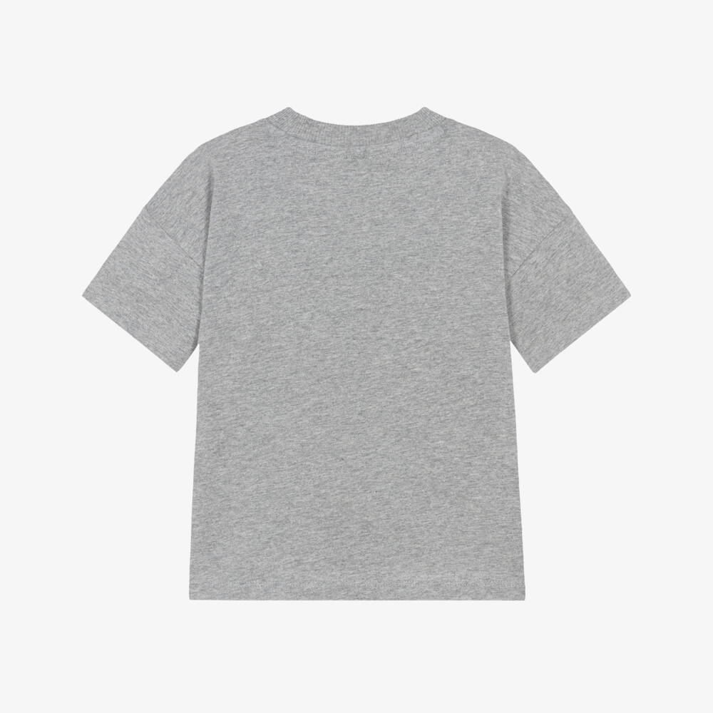 Mini Rodini-Boys Grey Cotton T-Shirt with Panther Motif | Childrensalon