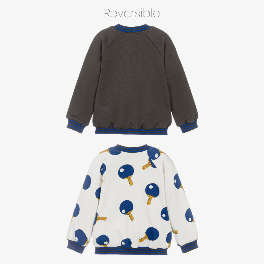 Mini Rodini-Boys Grey Reversible Jacket with Table Tennis Print | Childrensalon