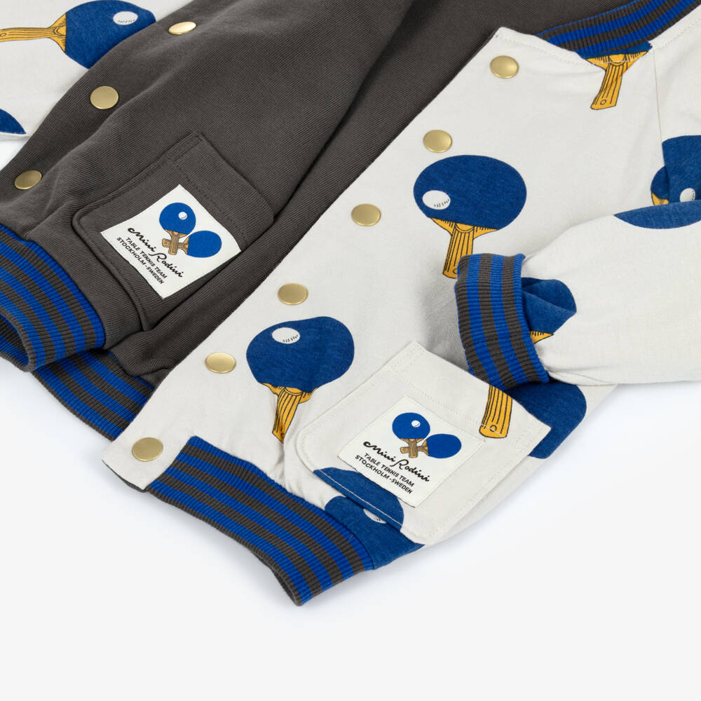Mini Rodini-Boys Grey Reversible Jacket with Table Tennis Print | Childrensalon