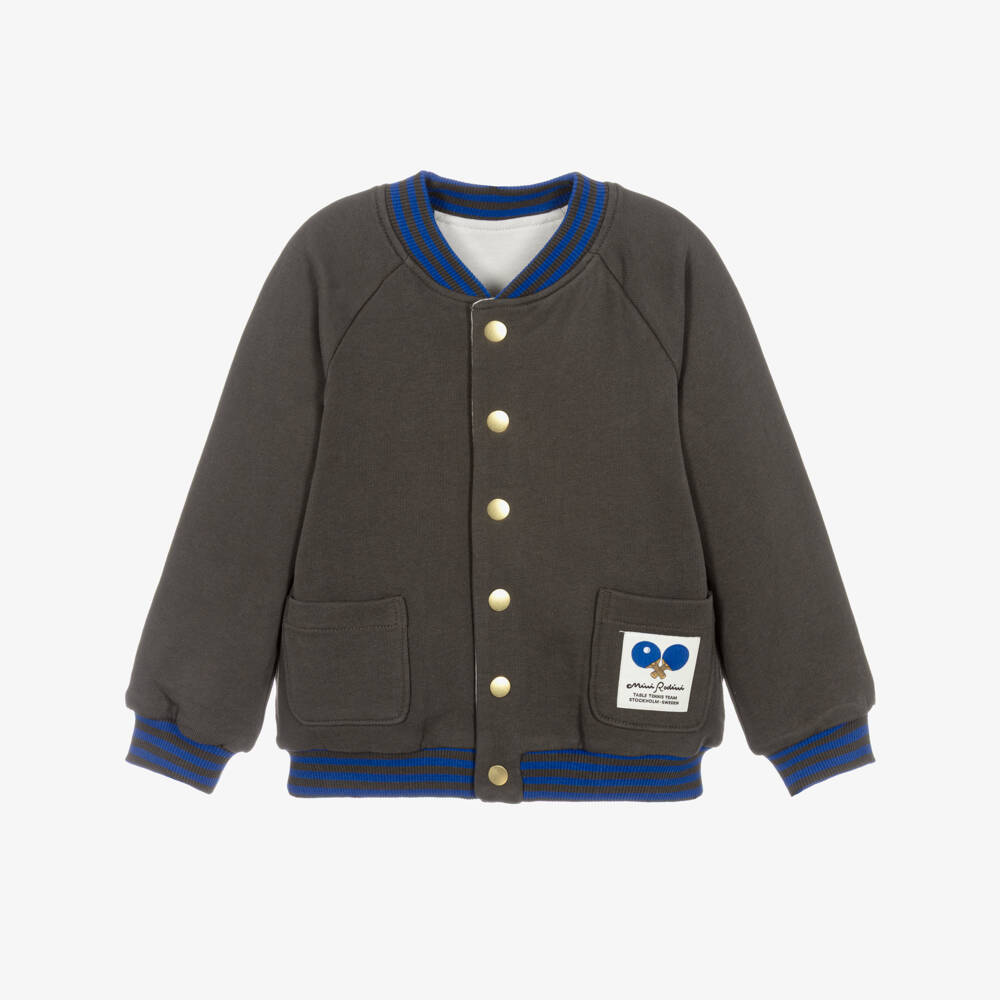 Mini Rodini-Boys Grey Reversible Jacket with Table Tennis Print | Childrensalon