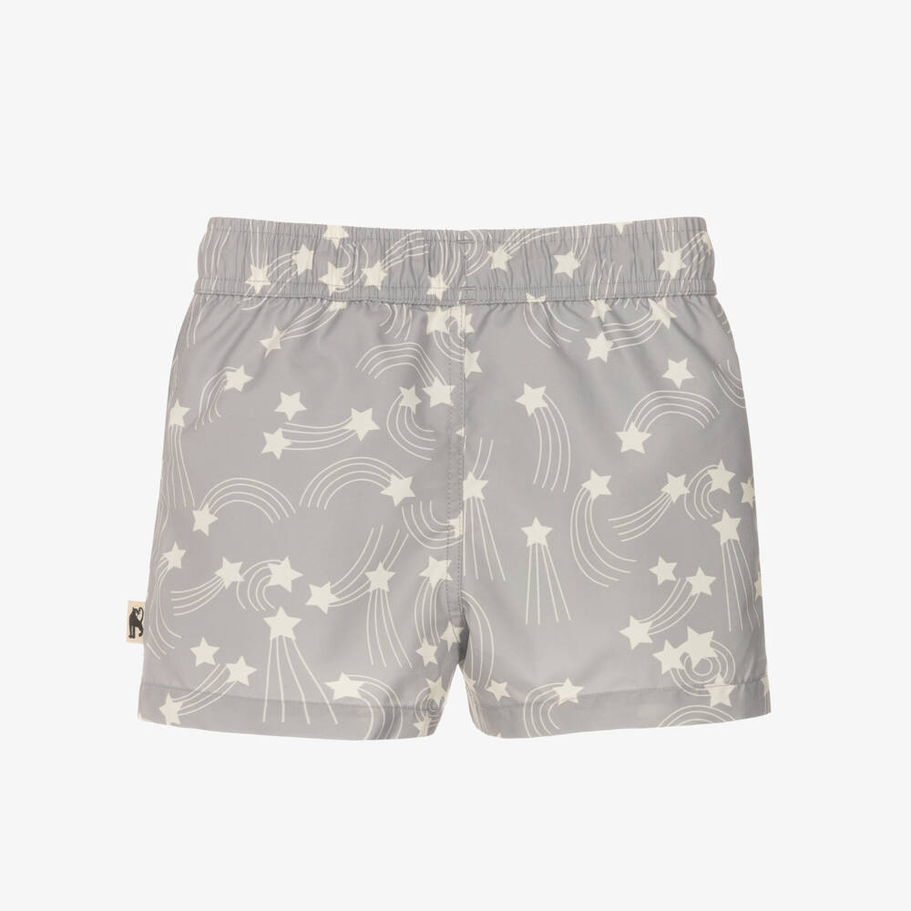 Mini Rodini-Boys Grey Shooting Star Print Swim Shorts | Childrensalon
