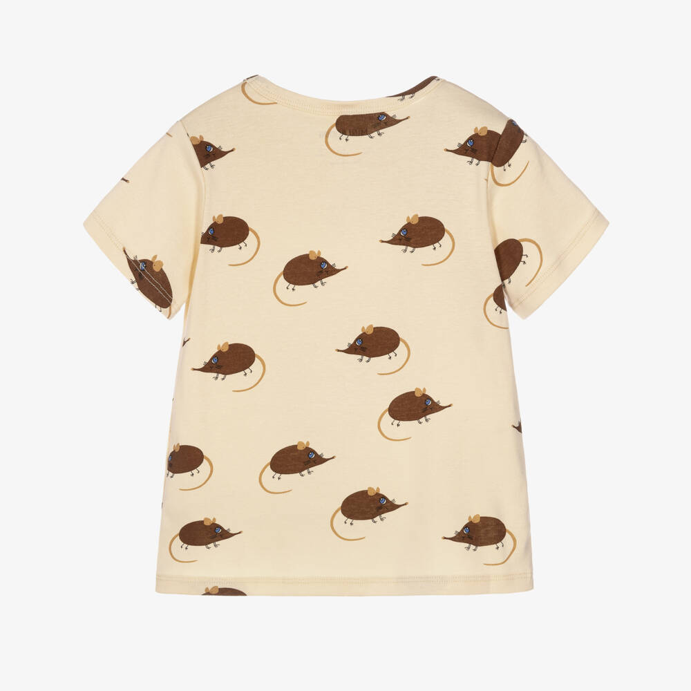 Mini Rodini-Boys Ivory & Beige Elephant Shrew T-Shirt | Childrensalon