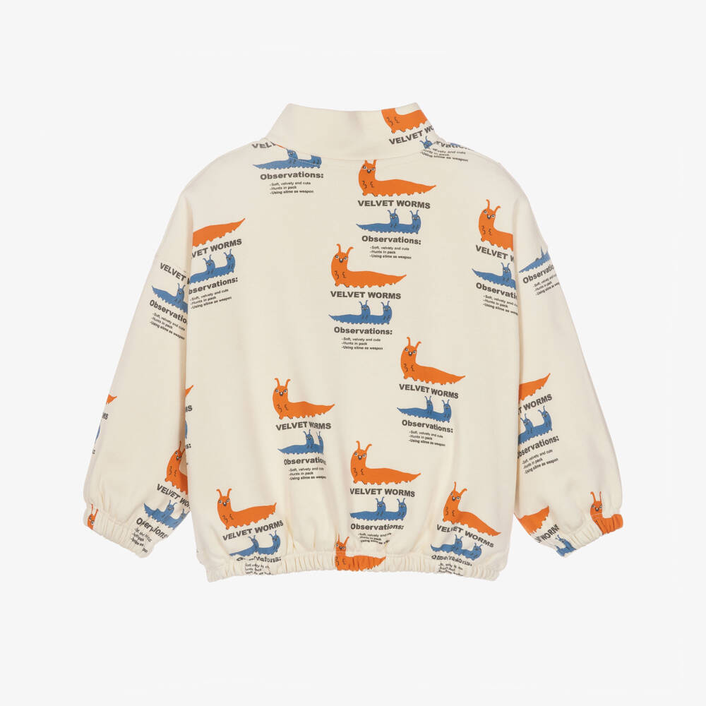 Mini Rodini-Boys Ivory Cotton Sweatshirt with Worm Graphics | Childrensalon