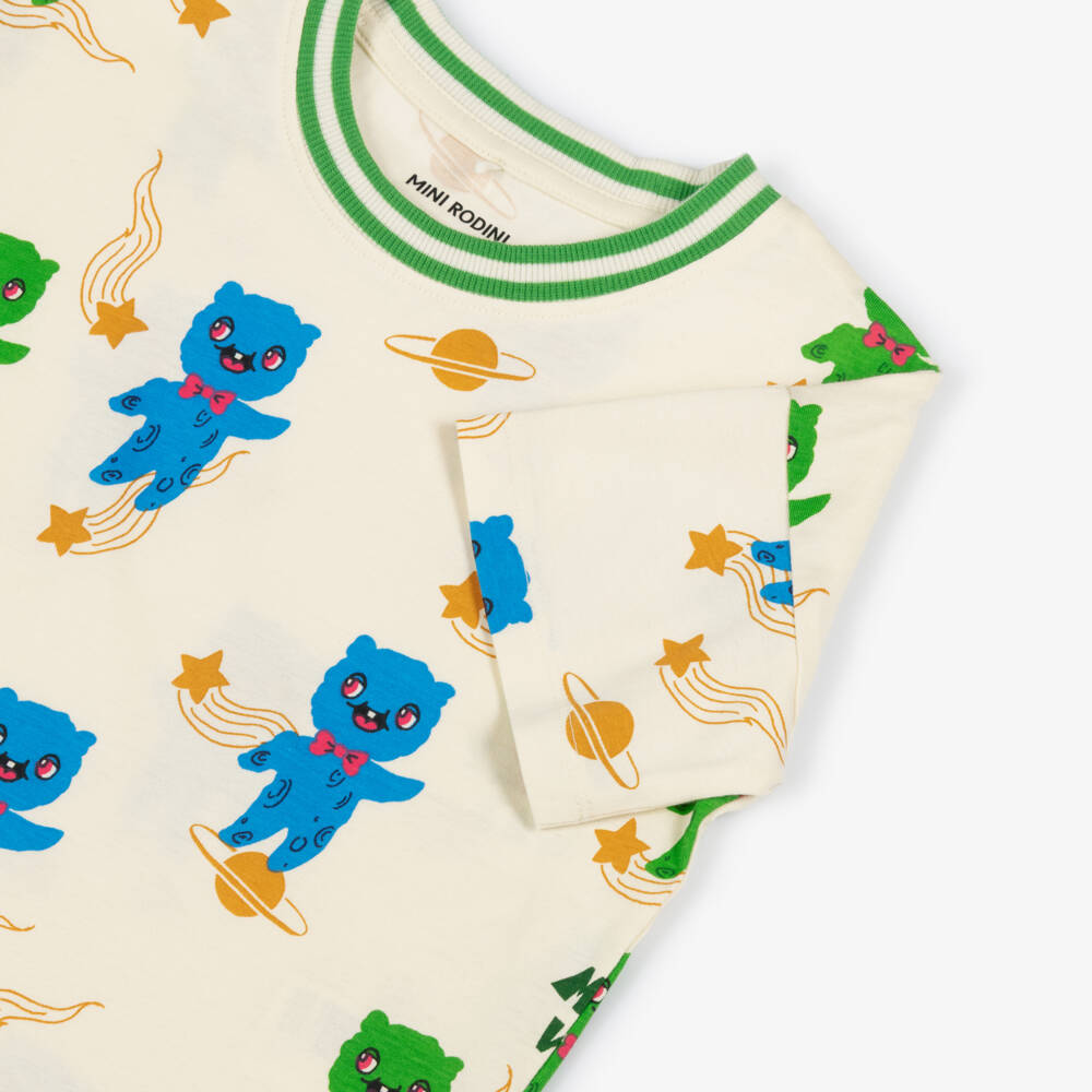 Mini Rodini-تيشيرت قطن عضوي لون عاجي للأولاد | Childrensalon