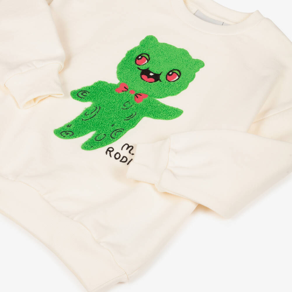 Mini Rodini-Boys Ivory Organic Cotton Bouclé Alien Sweatshirt | Childrensalon
