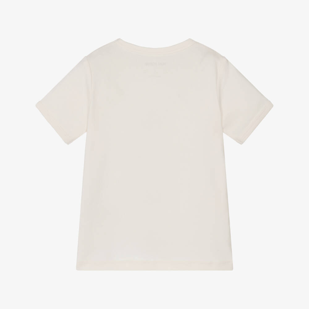 Mini Rodini-Boys Ivory Organic Cotton Space Tour T-Shirt | Childrensalon