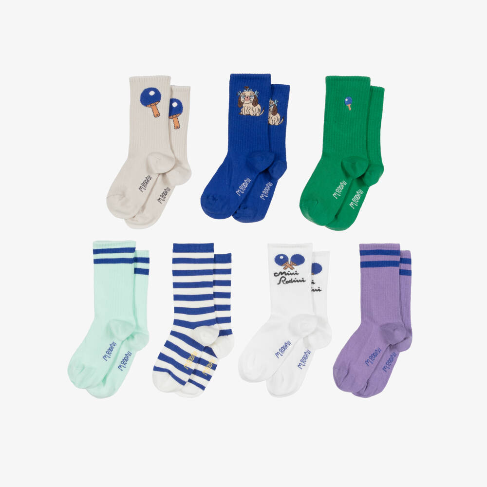Mini Rodini-Boys Multicolour Table Tennis Theme Socks (7 Pack) | Childrensalon