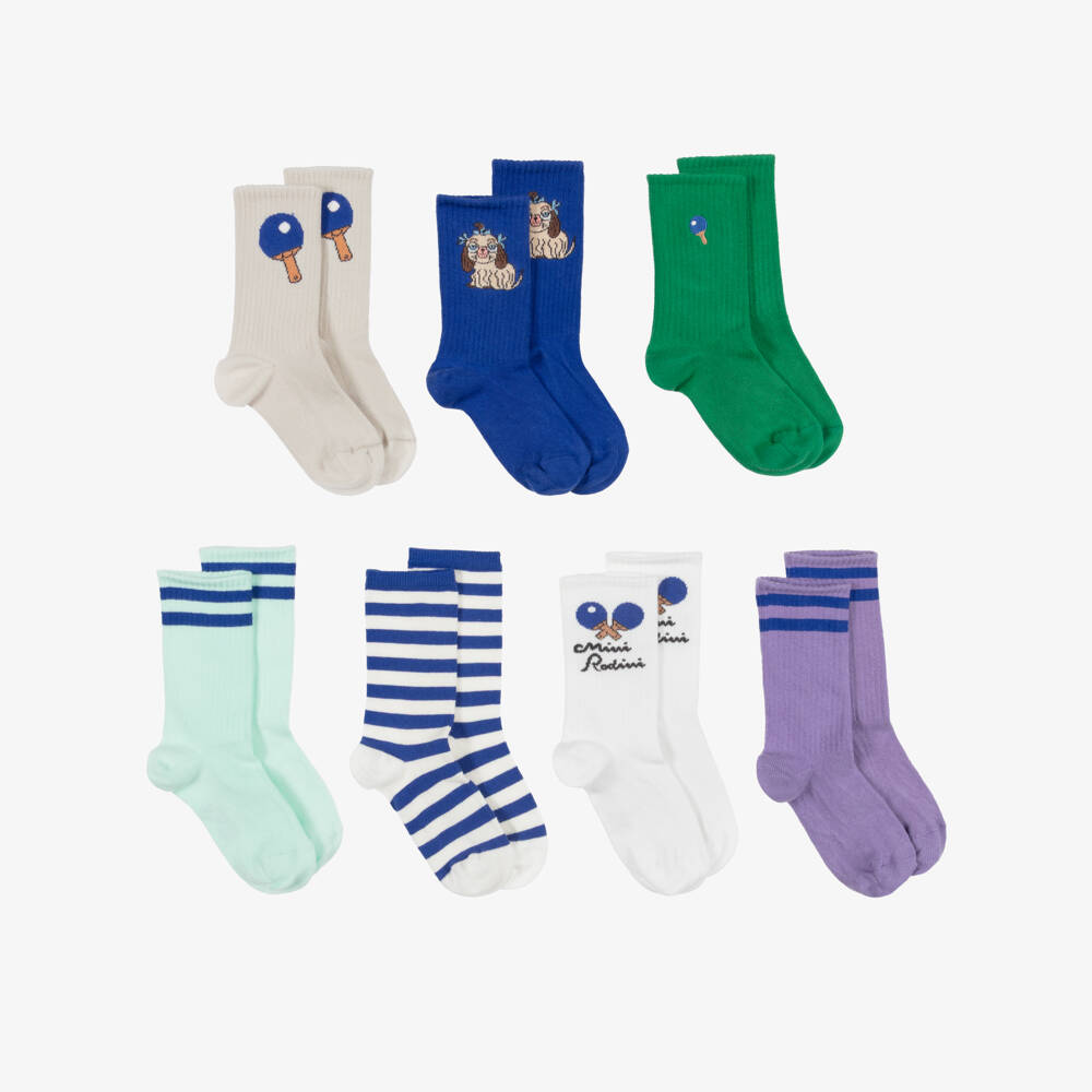 Mini Rodini-Boys Multicolour Table Tennis Theme Socks (7 Pack) | Childrensalon