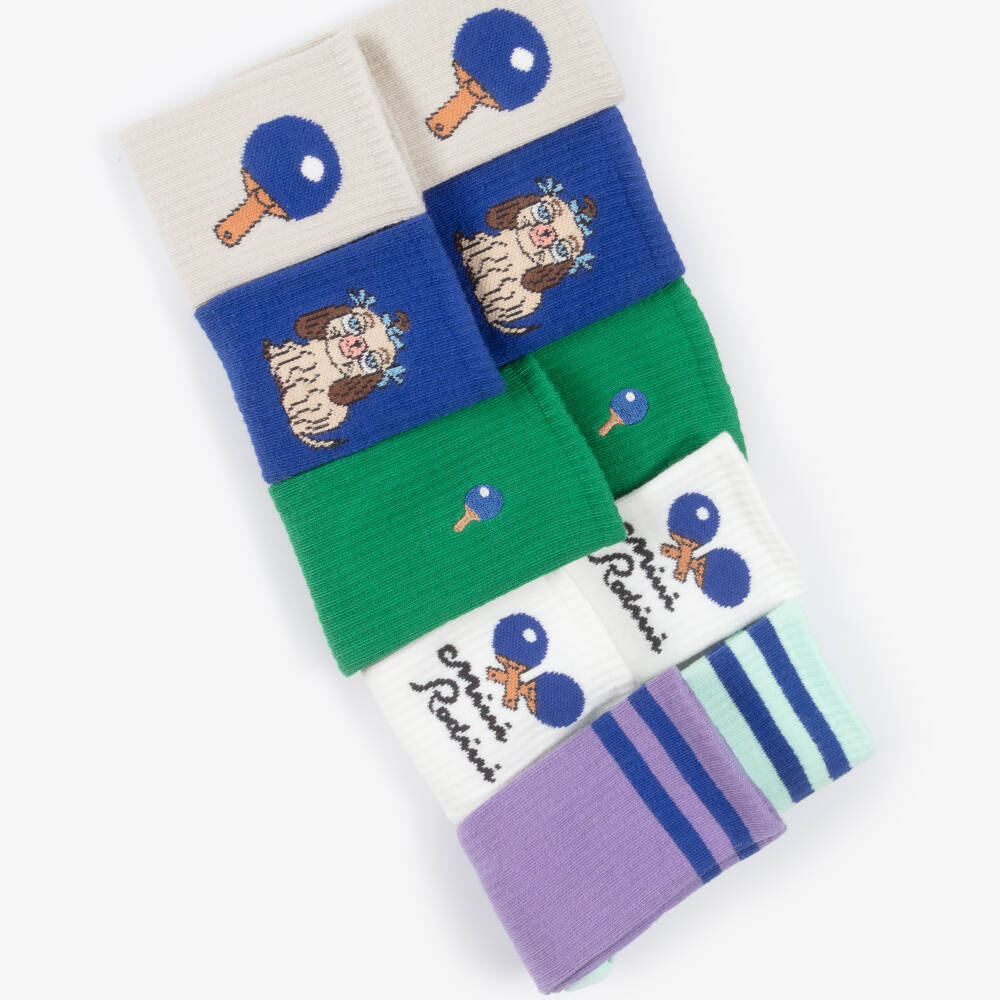 Mini Rodini-Boys Multicolour Table Tennis Theme Socks (7 Pack) | Childrensalon