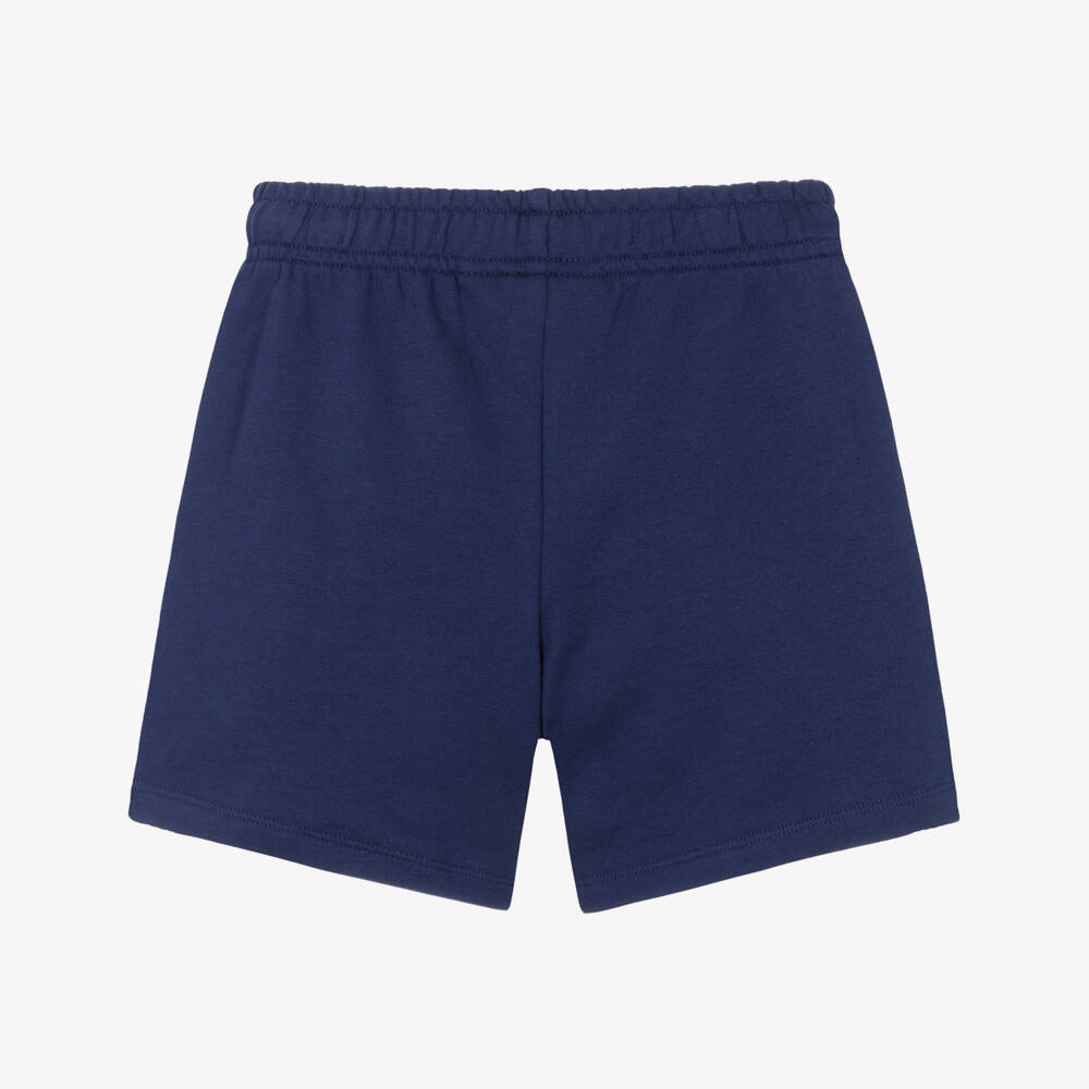 Mini Rodini-Boys Navy Blue Jersey Shorts with White Piping | Childrensalon