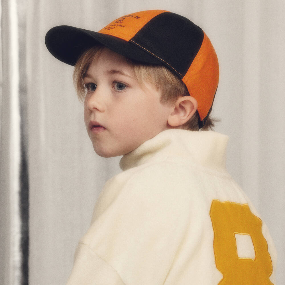 Mini Rodini-Boys Orange & Black Alien City FC Baseball Cap | Childrensalon