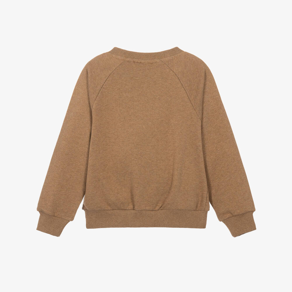 Mini Rodini-Boys Sand Brown Sweatshirt with Panther Print | Childrensalon