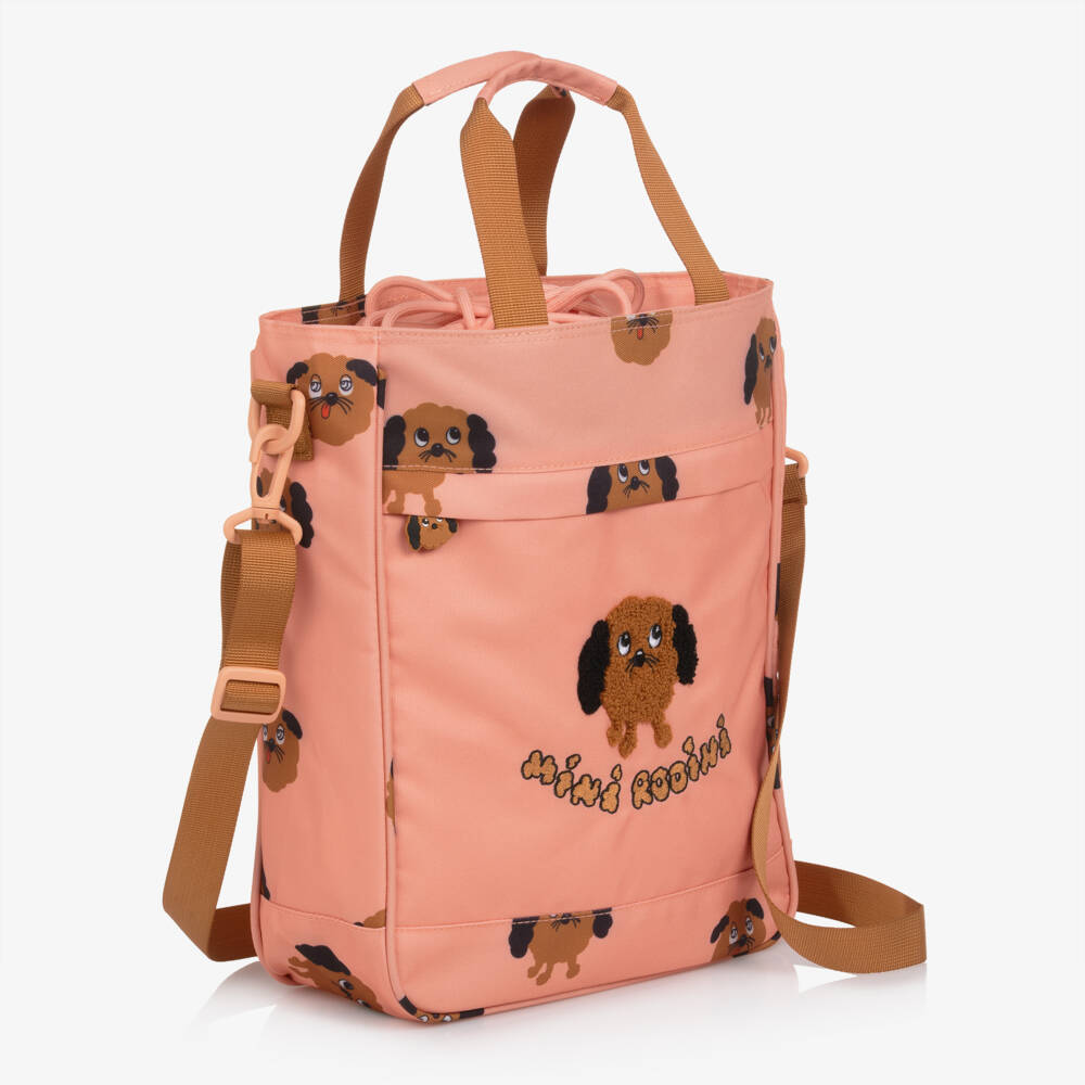 Mini Rodini-حقيبة كروس بطبعة كلاب لون زهري (32 سم) | Childrensalon