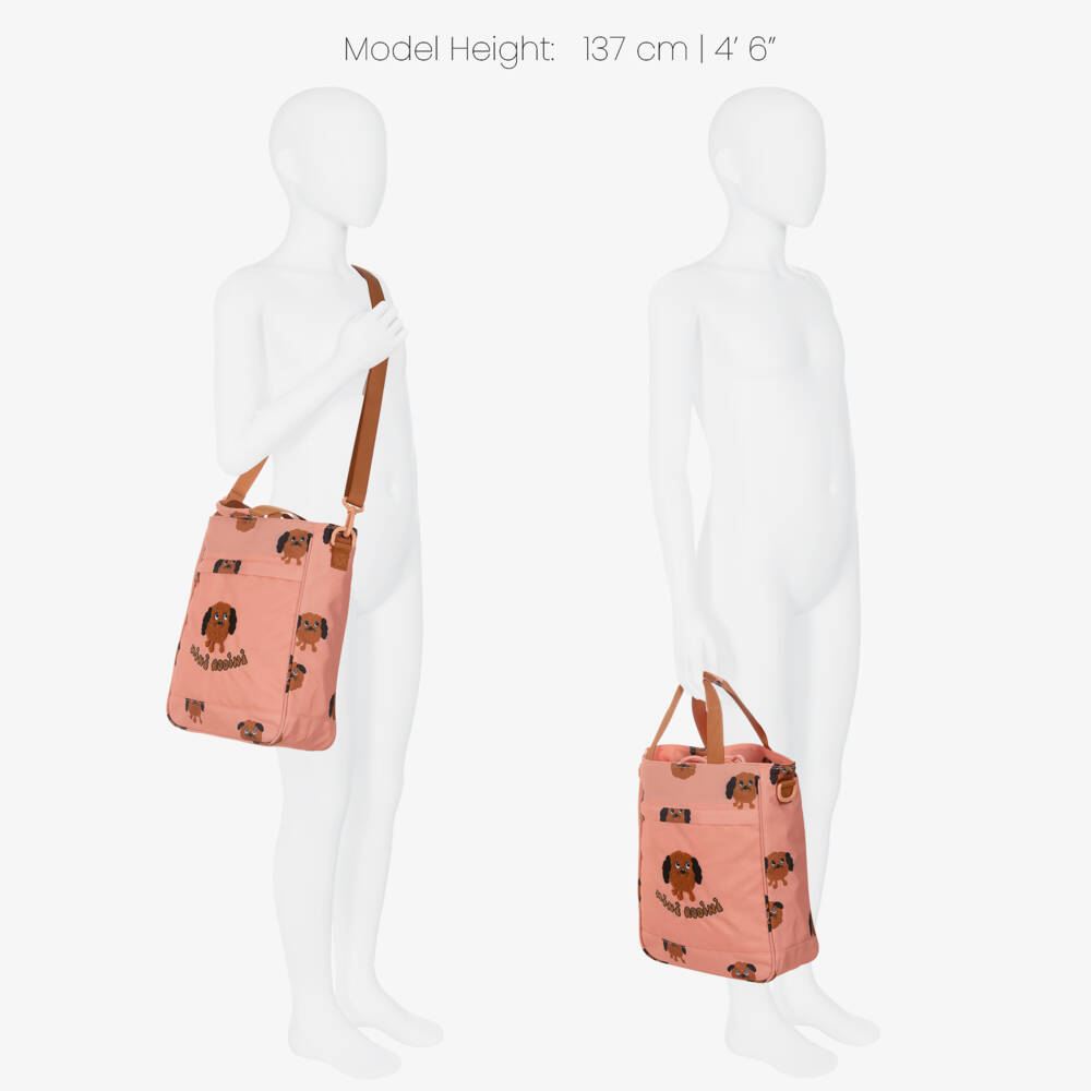 Mini Rodini-حقيبة كروس بطبعة كلاب لون زهري (32 سم) | Childrensalon