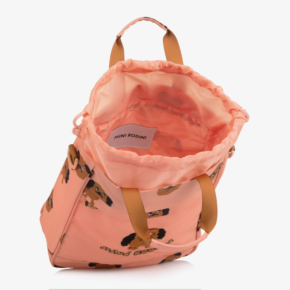 Mini Rodini-حقيبة كروس بطبعة كلاب لون زهري (32 سم) | Childrensalon