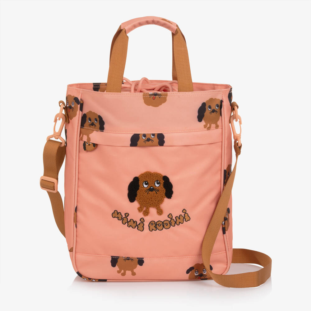 Mini Rodini-حقيبة كروس بطبعة كلاب لون زهري (32 سم) | Childrensalon