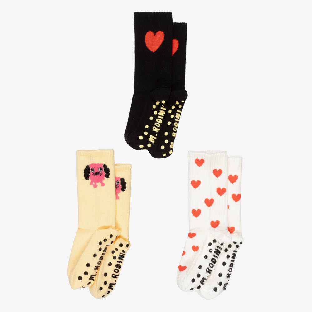 Mini Rodini-جوارب قطن مانعة من الانزلاق للبنات (عدد 3) | Childrensalon