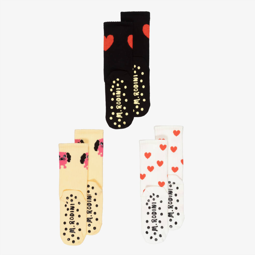 Mini Rodini-جوارب قطن مانعة من الانزلاق للبنات (عدد 3) | Childrensalon