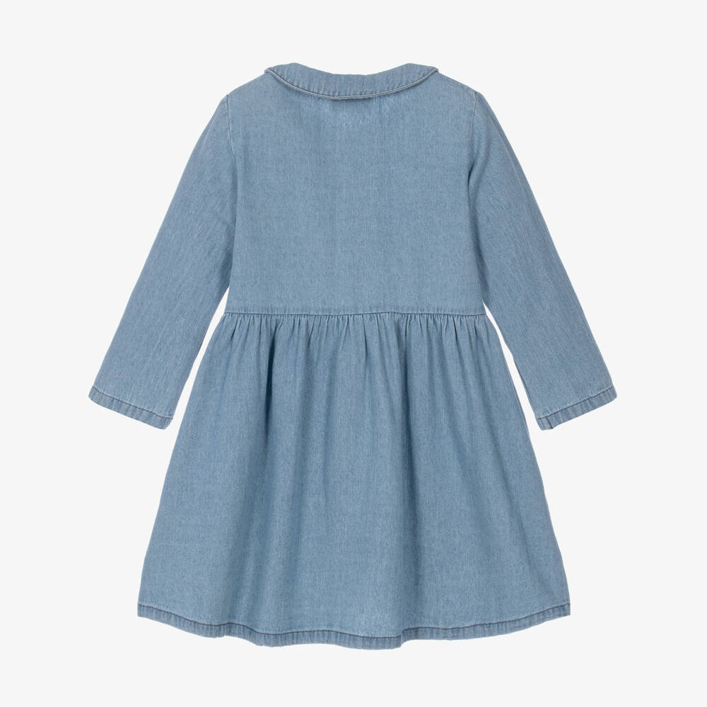 Mini Rodini-Girls Blue Denim Rabbit Print Dress | Childrensalon