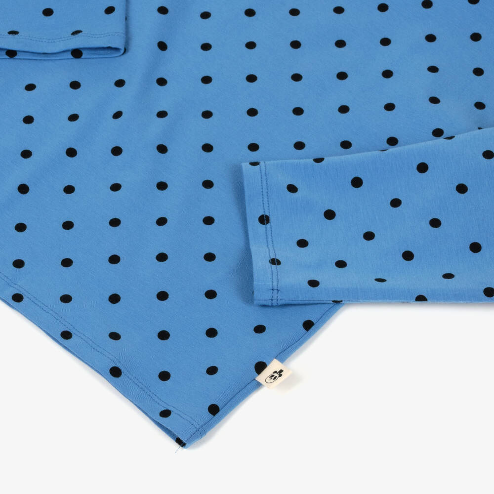 Mini Rodini-Топ с длинными рукавами синий в горошек для девочек | Childrensalon