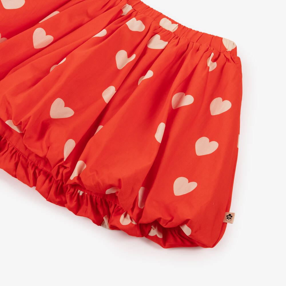Mini Rodini-تنورة قطن عضوي بطبعة قلوب لون أحمر للبنات | Childrensalon