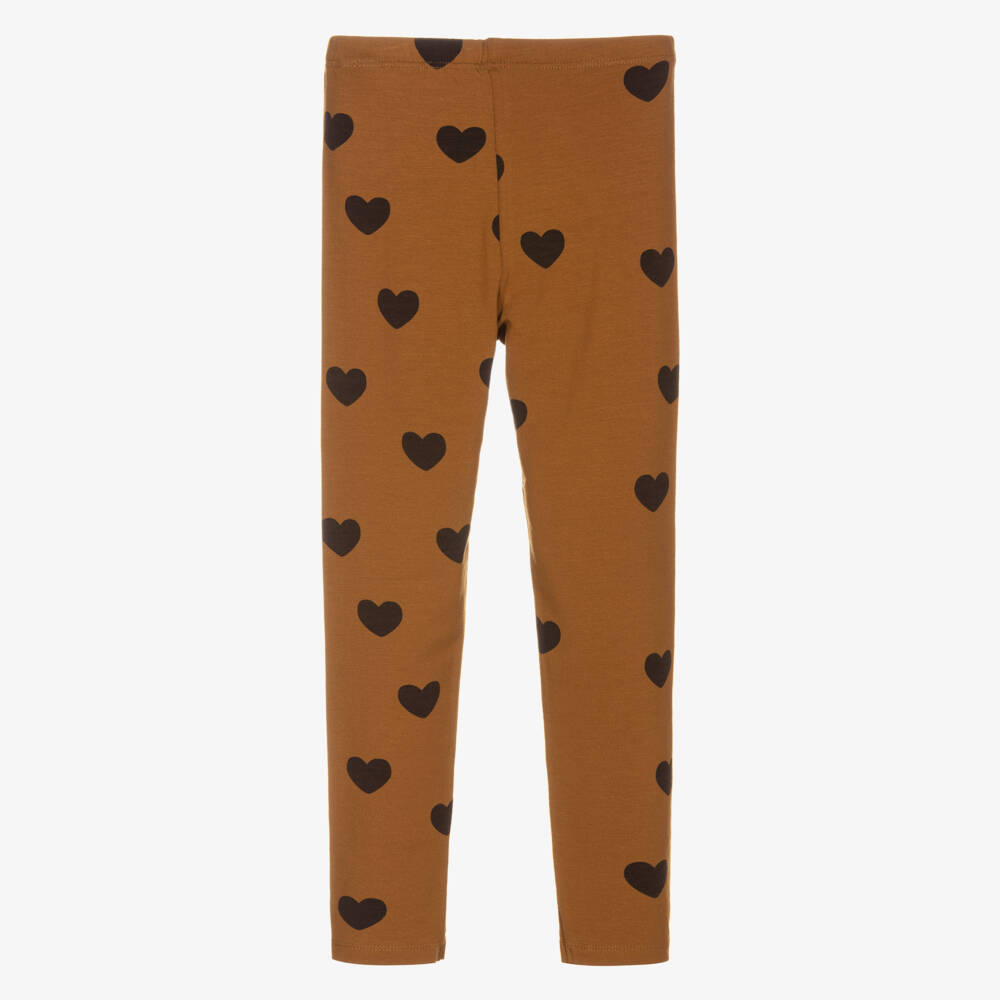 Mini Rodini-Girls Brown Heart Lyocell Leggings | Childrensalon
