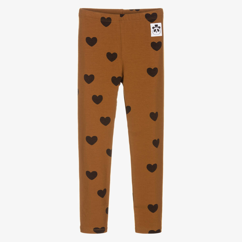 Mini Rodini-Girls Brown Heart Lyocell Leggings | Childrensalon