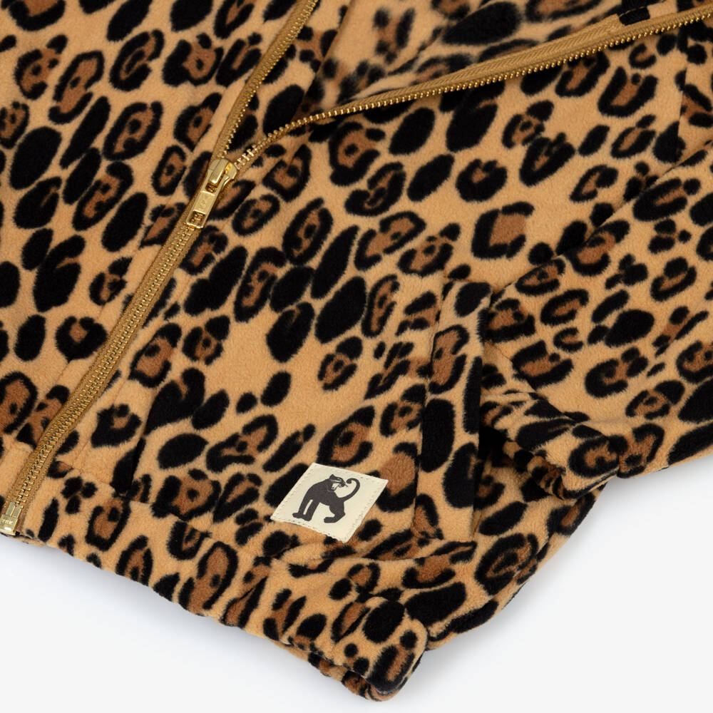 Mini Rodini-Топ на молнии из коричневого леопардового флиса для девочек | Childrensalon