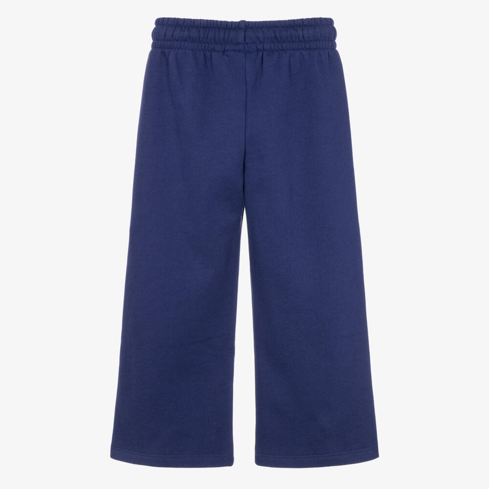 Mini Rodini-Girls Cobalt Blue Wide Leg Joggers with Rabbit Print | Childrensalon