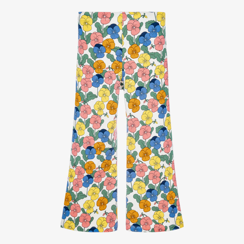Mini Rodini-Girls Colourful Pansy Print Flared Trousers | Childrensalon