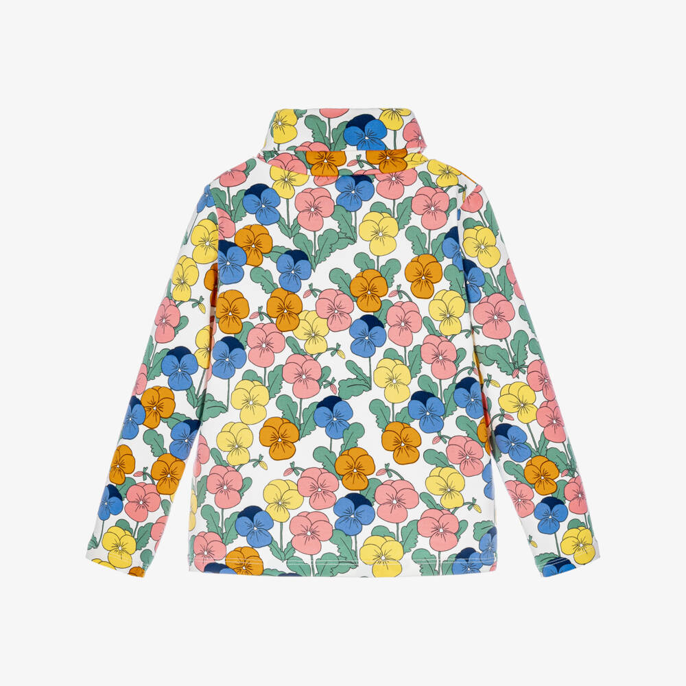 Mini Rodini-Girls Colourful Pansy Print Roll Neck Top | Childrensalon